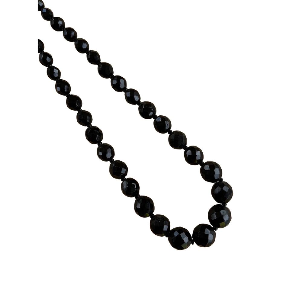Vintage Black Glass Crystal Beaded Necklace